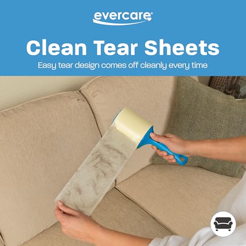 Evercare Jumbo Lint Roller, 60‑Sheet Extra‑Large Adhesive Roller with Blue Handle for Pet Hair & Lint