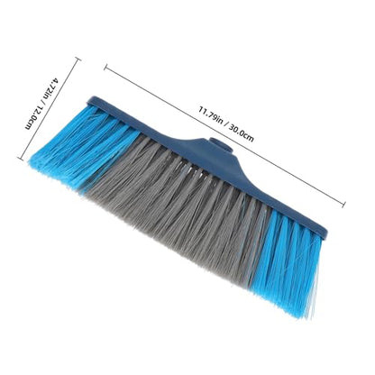 Soft Bristle Broom Head Replacement, Dark Blue Threaded Broom Refills for Household Floor Cleaning, Compatible Indoor and Outdoor Sweeping Accessory
