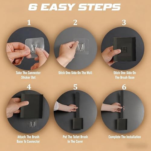 Silicone Toilet Brush Set, Wall Mounted Holder, Anti-Drip Design, Non-Slip Handle, Flexible Bristles for Easy Cleaning, Suitable for Various Usage scenarios（Black - color: Black