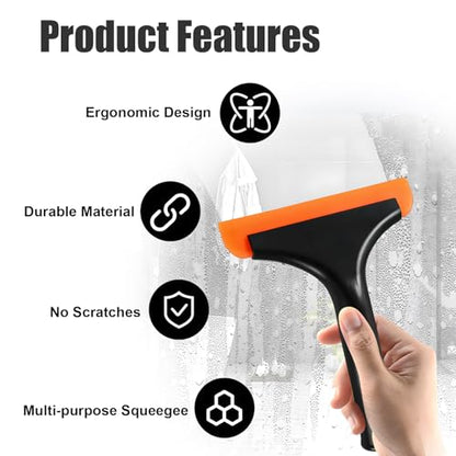 Ziciner Small Silicone Window Squeegee, Car Windshield Water Blade Squeegee, Multifunctional Auto Squeegee with 5.9 Inch Blade and Non-Slip Handle for Car Window, Home Cleaning (Black-2PCS) - color: Black-2pcs