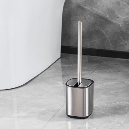 Toilet Brush Holder Set Toilet Bowl Brush Stainless Steel Automatic Open lid Toilet Bowl Cleaner Brush with Durable Bristle Head Toilet Cleaning Brush for Bathroom - color: Stainless Steel