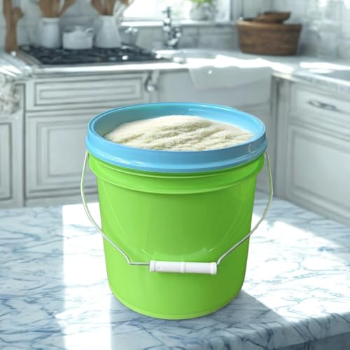 House Naturals 2 Gallon Food Grade - BPA Free Made in USA Buckets Lime Color pails with Screw On Gasket Lids (1, Lime - Aqua lids) - color: Lime - Aqua Lids