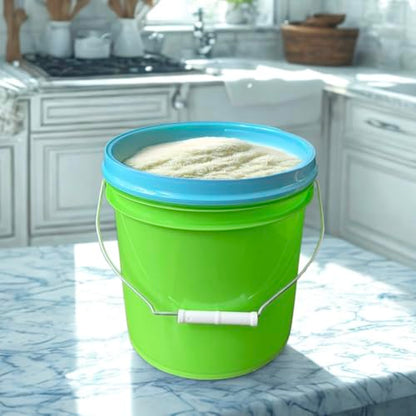 House Naturals 2 Gallon Food Grade - BPA Free Made in USA Buckets Lime Color pails with Screw On Gasket Lids (1, Lime - Aqua lids) - color: Lime - Aqua Lids
