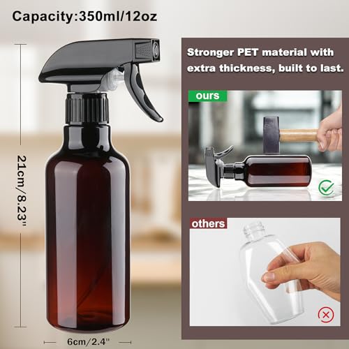 3 Pack Plastic Spray Bottles Empty Spray Bottle 10oz/300ml Heavy Duty Spraying Bottles Mist/Stream Water Bottle for Cleaning Solutions, Essential Oils, Hair (Amber) - color: Amber