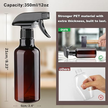 3 Pack Plastic Spray Bottles Empty Spray Bottle 10oz/300ml Heavy Duty Spraying Bottles Mist/Stream Water Bottle for Cleaning Solutions, Essential Oils, Hair (Amber) - color: Amber
