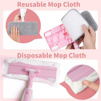 Kids Spray Mop,Fun & Functional Toddler Cleaning Set,Real Working Mop for Floors,Pretend Play – Includes Spray Bottle, 2 Washable Microfiber Pads, Montessori Kids Cleaning Toy Set -Pink - size: Spray Mop, style: Pink