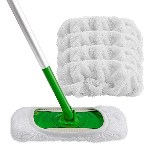 HOMEXCEL Reusable Microfiber Mop Pads Compatible with Swiffer Sweeper-Washable Wet Pad Refills for Wet & Dry Use, Floor Cleaning Mop Head Pads Refills for Household Cleaning, Pack of 4, White - color: White, size: Pack of 4