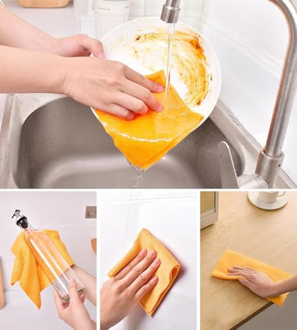 KitchLife Microfiber Cleaning Cloth Roll, 100 Pack - Tear-Away Microfiber Paper Towels, Lint-Free, Reusable, Washable for Kitchen, Car, Dishes, and Sensitive Surfaces (Tangerine Yellow) - color: Tangerine Yellow, size: 100 Pack