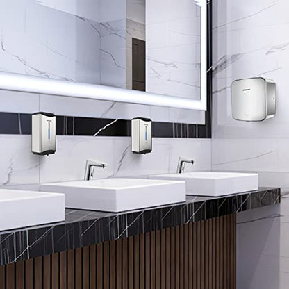 AIKE Automatic Soap Dispenser Commercial Wall Mounted Liquid Dispenser Polished Stainless Steel Finish 1100ml Large Capacity - color: Polished Stainless Steel