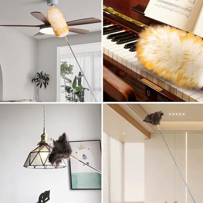 Extendable Cleaning Duster,Extra-Long Telescoping Feather Dusters with Stainless Steel Extension Pole Up to 100" for Cleaning High Ceiling Fan, High Ceilings,Furniture - size: 100inch