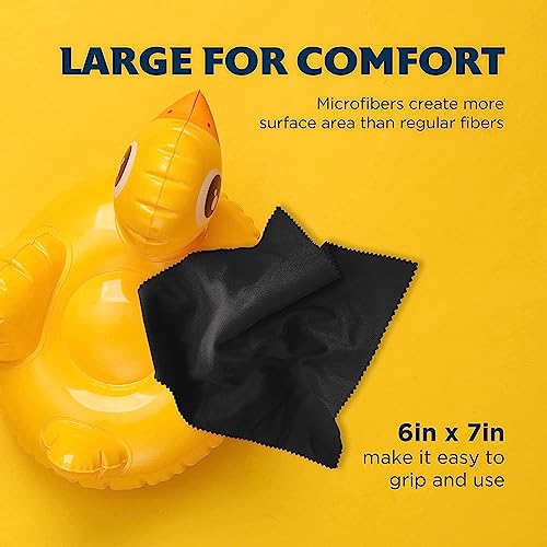 Purity Microfiber Lens Cleaning Cloth - Machine Washable, Lint-Free Ultra-Fine Microfiber Cloth- Cleans Eyeglasses, Screens, Lenses, Phones and Other Delicate Surfaces (Pack of 6, Black) - color: Black