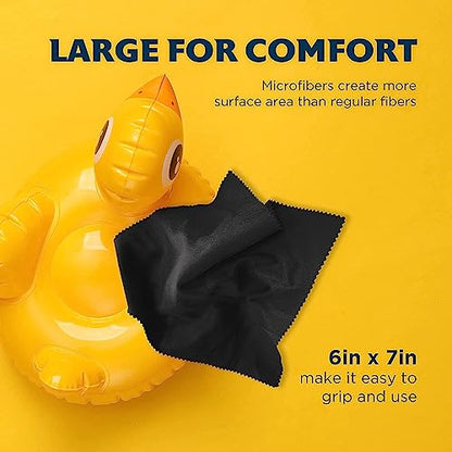 Purity Microfiber Lens Cleaning Cloth - Machine Washable, Lint-Free Ultra-Fine Microfiber Cloth- Cleans Eyeglasses, Screens, Lenses, Phones and Other Delicate Surfaces (Pack of 6, Black) - color: Black
