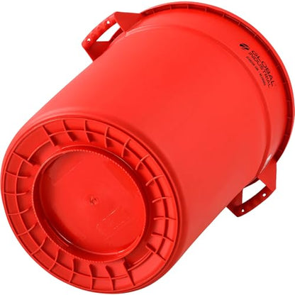Global Industrial Commercial Round Trash Can, 32 Gallon Capacity, Plastic Garbage Can, Indoor and Outdoor Utility Trash Can, Red, 21-3/4"W x 27-1/2"H, No Lid - color: Red