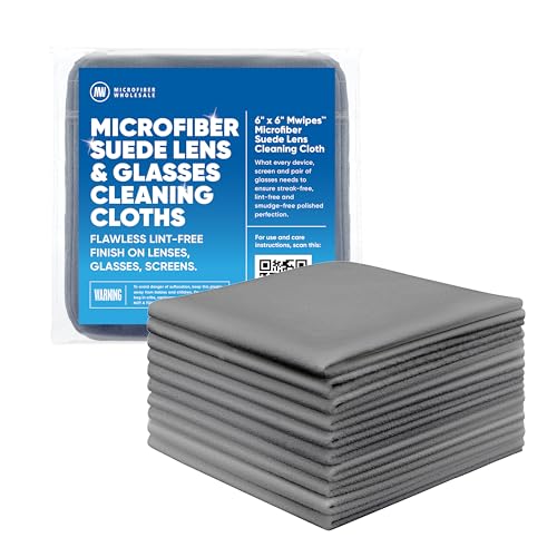 Premium Lens Glasses Cleaning Cloth by Microfiber Wholesale | Gray | 6”x6” | 10pk | Soft Microfiber Suede | Travel Size Reusable | No Lint Scratch-Free Durable | Lenses Glasses Phones - color: Gray