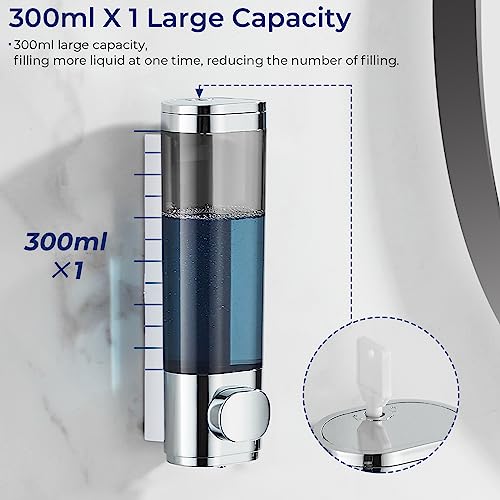 Pollock Shampoo and Conditioner Dispenser Wall Mounted, Shower Soap Dispenser 2 Chamber No Drill, Shampoo Dispenser for Shower, Body Wash Dispenser for Bathroom, Large Capacity, (Silver DG1 Chamber) - color: Silver Dg1 Chamber