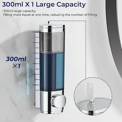 Pollock Shampoo and Conditioner Dispenser Wall Mounted, Shower Soap Dispenser 2 Chamber No Drill, Shampoo Dispenser for Shower, Body Wash Dispenser for Bathroom, Large Capacity, (Silver DG1 Chamber) - color: Silver Dg1 Chamber