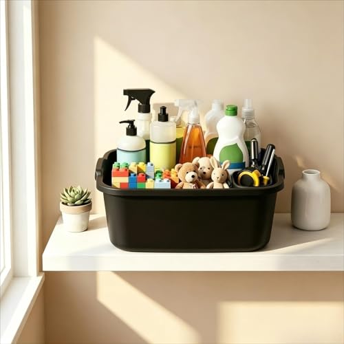 Plastic Wash Tub Dishpan Basin and Foot Bath for Soaking Feet, Laundry Hand Wash Bucket, Dish Pans for Washing and Storage Cleaning Supplies - 18 Qt - Heavy Duty Black