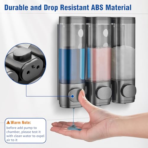 Shampoo and Conditioner Dispenser 3 Chamber No Drill,Shower Soap Pump Dispenser Wall Mounted,Body Wash Dispenser,Shower Gel Shampoo Holder for Bathroom Accessories, (Gun 3) - color: Gun 3