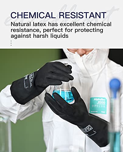PACIFIC PPE Chemical Resistant Gloves, Heavy Duty Industrial Rubber Gloves, Resist Acid, Alkali and Oil, 12.6", X- Large - color: 12.6"/Black (1 Pair), size: XL/10
