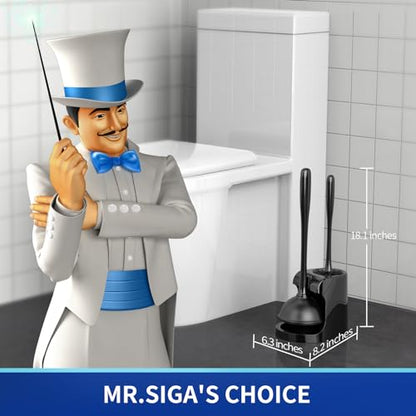 MR.SIGA Toilet Plunger and Bowl Brush Combo for Bathroom Cleaning, Black, 1 Set - color: Black