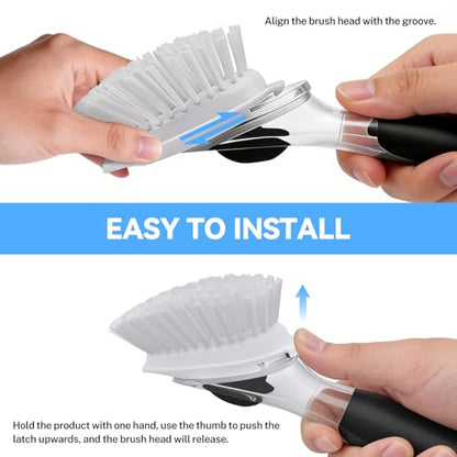 Dish Brush Refills 4 Pack, White Replacement BrushHeads Compatible with OXO Dish Brush & OXO DishScrubber - color: White