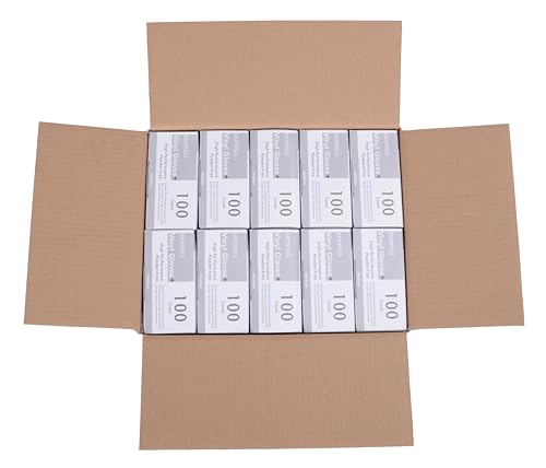 Daxwell Vinyl Gloves, Powder Free, Medium, Clear, F10001748 (Case of 1,000, 10 Boxes of 100) - size: Medium