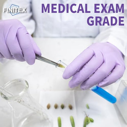 FINITEX Nitrile Disposable Latex-Free Gloves Purple - 5mil 100PCS Latex/Powder-Free 12inch Cleaning Medical Exam Food Glove - color: Purple (Medium 100)