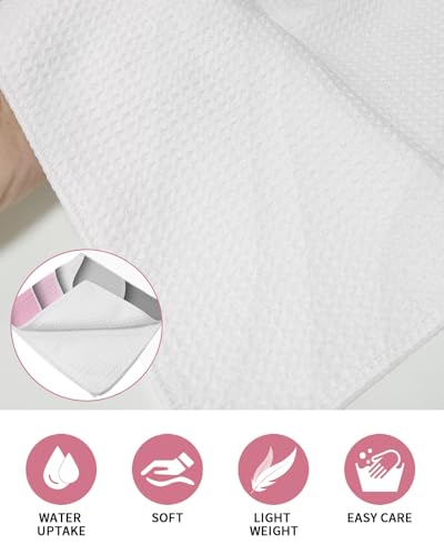 Geometric Pink Dish Towels Set,Waffle Weave Kitchen Towels 2 Pieces,Microfiber Hair Face Bath Tea Towel Absorbent Quick Drying Cleaning Dish Cloths,Abstract Ombre Grey White Modern Art 12"x12" - color: Pink, size: 2PCS,12"x12"