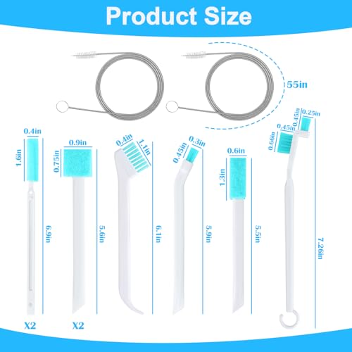 XANGNIER Ice Machine Cleaner Brush Kits,Countertop Ice Maker Cleaning Tools Accessories-2 Pcs Extra Long Pipe Drain Cleaners Brush and 8 Pcs Small Crevice Cleaning Brush for Tight Spaces - color: Multicolor