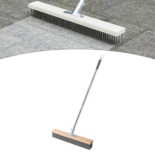 Generic Stainless Steel Wire Scrub Brush Deck Floor Brush Remover Floor Cleaning Tool with Long Handle for Rough Surface Patio, 40cm - size: 40cm