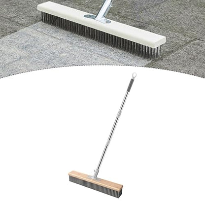 Generic Stainless Steel Wire Scrub Brush Deck Floor Brush Remover Floor Cleaning Tool with Long Handle for Rough Surface Patio, 40cm - size: 40cm