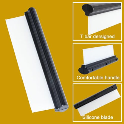 Car Squeegee,12 inch Silicone Squeegee, 2 Pack Automotive Water Wiper for Car Drying,Flexible T-Bar Water Blade for Car,Windshield,Glass,Window,Mirror,Bathroom,Auto Squeegee (Yellow+Black) - color: Yellow+black