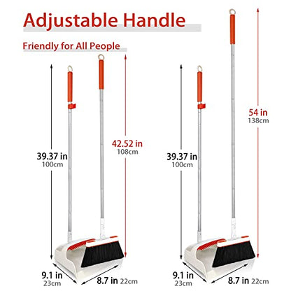 JEHONN Carpet Floor Sweeper Manual with Horsehair, Broom and Dustpan Set for Home