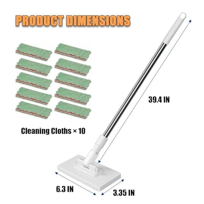 2026 Upgraded 39.4" Hands-Free Multi-Purpose Flat Mop, Multifunctional Lazy Mop with One-Click Cloth Attachment with 10 Reusable Cloths, Ideal for Washbasin and Kitchen - color: 2pcs