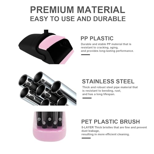 Pink Broom with Dustpan Combo Set, 51" Long Handle Household Cleaning Tool, Ideal Broom and Dustpan Set for Pet Hair and Home Use - color: Pink