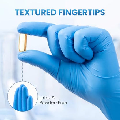 Borje Nitrile Exam Gloves Small, 100 Count Disposable Gloves, Blue, Latex-Free Powder-Free, Food Safe, Cooking, Cleaning - size: Small, style: Blue of 100