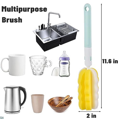 INVODA 4PCS Bottle Brush Long Handle Cup Cleaner Brush Sponge Bottle Scrubber Replaceable Brush Head Portable Bottle Cleaning Brush for Baby Bottle Dishwashing Kitchen Clean Mugs (4PCS+ 4 Brush heads) - color: 4 Pcs+ 4 Brush Heads