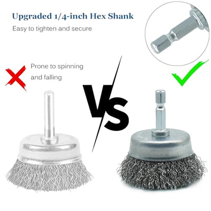 5-Pack 3-Inch Wire Cup Brush Set for Drill, 1/4-Inch Hex Shank, Coarse Carbon Steel for Aggressive Rust Removal, Paint Stripping & Surface Abrasion - style: 3-inch Cup Brush - 5 Piece
