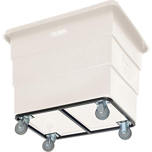 Global Industrial 12 Bushel Plastic Bulk Box Truck, Steel Chassis Base, 1000 lbs. Capacity, 4" Non-Maring Rubber Casters, White, 38-2/5"L x 28-9/10"W x 33" H - color: White