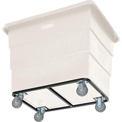 Global Industrial 12 Bushel Plastic Bulk Box Truck, Steel Chassis Base, 1000 lbs. Capacity, 4" Non-Maring Rubber Casters, White, 38-2/5"L x 28-9/10"W x 33" H - color: White
