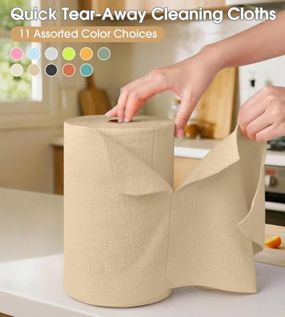 KitchLife Microfiber Cleaning Cloth Roll, 100 Pack - Tear-Away Microfiber Paper Towels, Lint-Free, Reusable, Washable for Kitchen, Car, Dishes, and Sensitive Surfaces (Wheat) - color: Wheat, size: 100 Pack