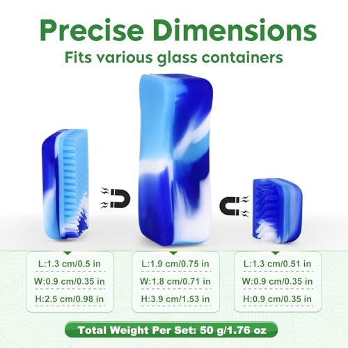 Magnetic Glass Cleaner Kit - Reusable Pipe Cleaning Tool Deep Cleans Hard-to-Reach Stains Two Silicone Brush with Handle Design Versatile for Glassware, Ceramic Surfaces, Blue - color: Blue