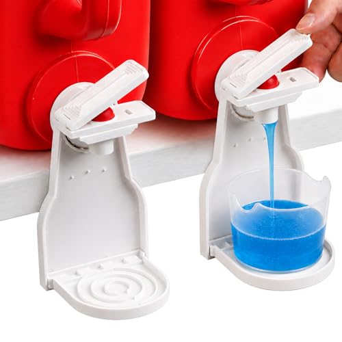 HOOPLE 2 Pack Laundry Detergent Dispenser Cup Holder, No-Drip Laundry Detergent Cup Holders and Drip Trays with Easy Press Nozzle Switches, Liquid Detergent Holder for Laundry Room Organization - color: 2 Pack White