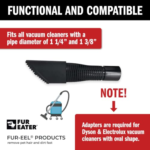 FUR-EEL PRO 1.0 Pet Hair Vacuum Attachment, Rubber Pet Hair Remover, 6 kit | for Car Detaling, Removes Dog Cat Hair, Dirt, rubber bristle fits 1-1/4, 1-3/8, 1-1/2 in Round Hoses, Fang Handle & Adapter - color: Refill x2, Fang, Adapter