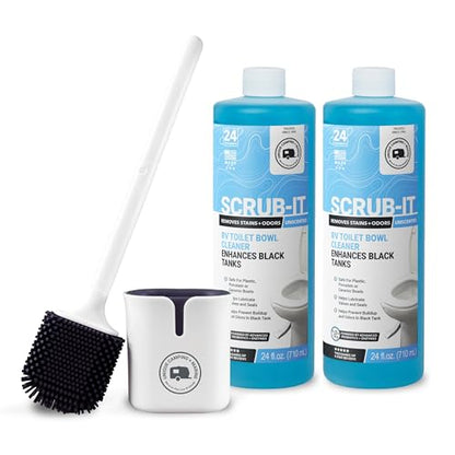 Unique RV Toilet Cleaner Bundle, Scrub-It Liquid 24 oz. (Pack of 2) and RV Toilet Brush, Value Pack - size: 48 Fl Oz (Pack of 1)