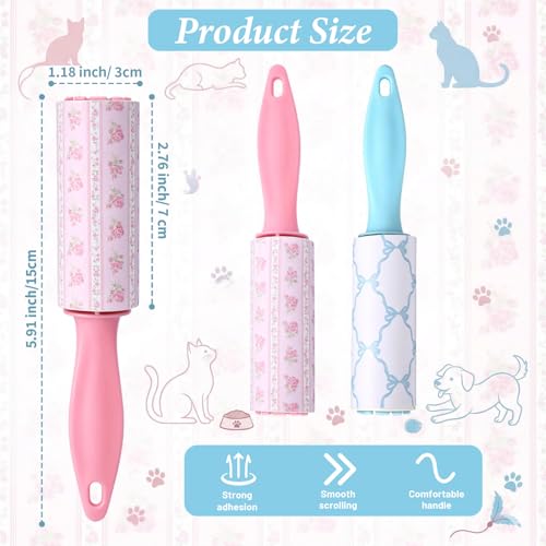 Zhehao 16 Pcs Mini Lint Rollers for Pet Hair Travel Size Clothes Sticky Lint Removers Blue Pink Roller Hair Removal Tools for Dog, Cat, Furniture, Travelers, Pet Owners