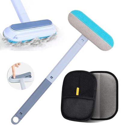 4 in 1 Pet Hair Remover with Glove, Reusable&Effective Cat and Dog Hair Removal Cleaning Tool with 17-Inch Extra Long Handle Multifunctional Fur Lint Brush for Couch,Furniture,Carpet,Clothes,Bedding - color: With Glove
