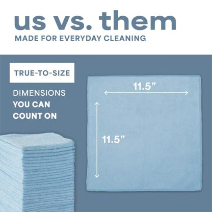 S&T INC. Microfiber Cleaning Cloth, Bulk Microfiber Towel for Home, Reusable and Lint Free Cloth Towels for Car, Light Blue, 11.5 Inch x 11.5 Inch, 100 Pack - size: 100 Pack