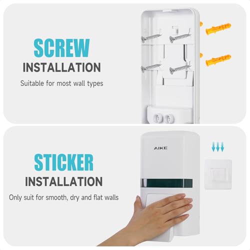 AIKE Wall Mount Liquid Soap Dispenser, 27oz Large Capacity with Extended Pump for Commercial Bathrooms,AK1008(White) - color: White