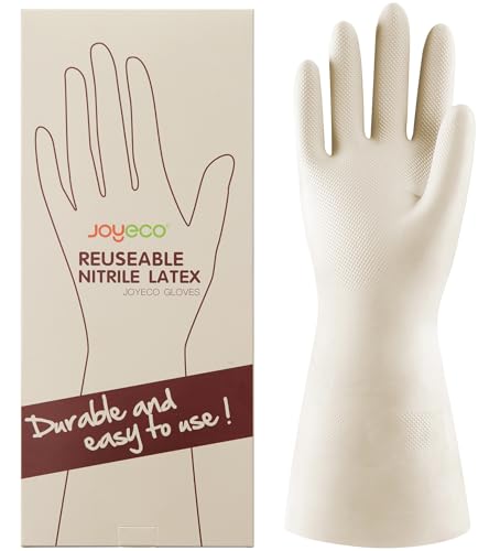 Cleaning Gloves Dishwashing Kitchen Gloves Reusable Rubber 3 Pairs White, Medium - size: Medium